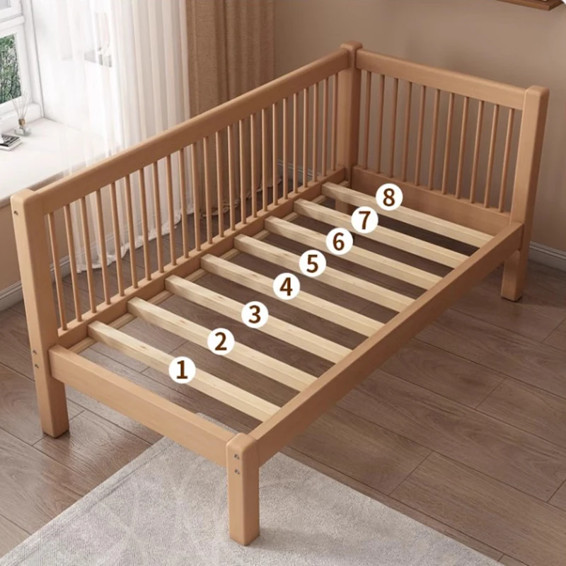 Lit bébé en bois massif de hêtre, grand lit pour enfants, élargi et étendu, réglable, levage, épissage