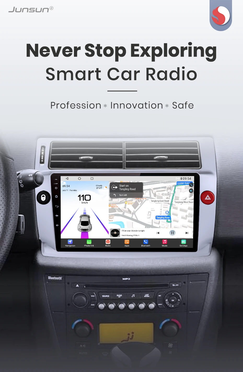 Junsun Qualcomm 8-Kern 360 ° Optionale Kamera, CarPlay, Android Auto Autoradio für Citroen C4 C-Triomphe C-Quatre 2004-2009, 2-DIN-Systeme, Stereo, GPS, SWC, Bluetooth, FM, RDS, DSP, IPS-Bildschirm, intelligente Fahrzeugsysteme, KI-Sprachsteuerung, 4G, WLAN, 8-Kern, Plug&Play-Headunit – Detail 2