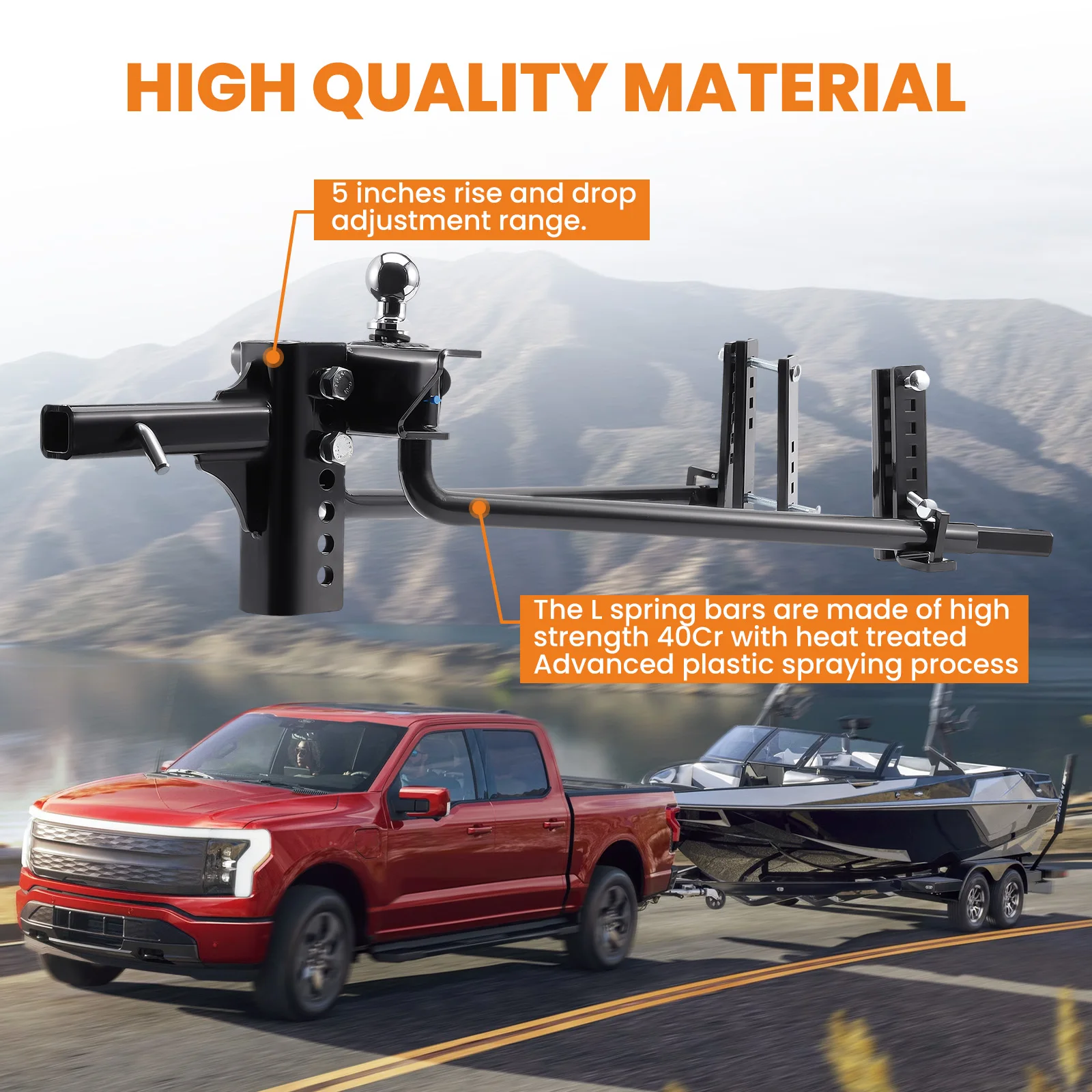 2.5 inch Drop, 6.5 in Adjustable Distribution Hitch Load Leveling  Heavy Duty Weight Distributing Hitch