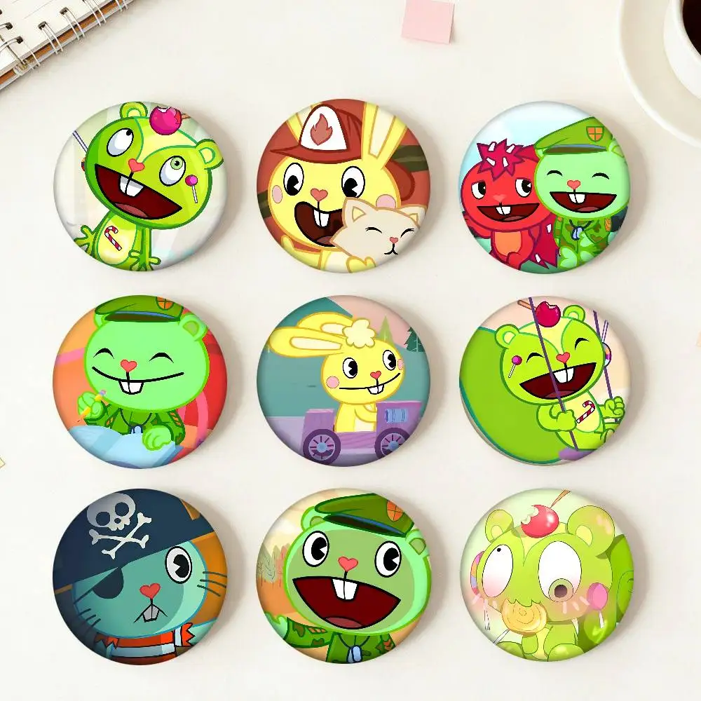 Funny Anime H-Happy Tree Friends Round Badges Can Be Used To Decorate Clothes And Backpack Pins