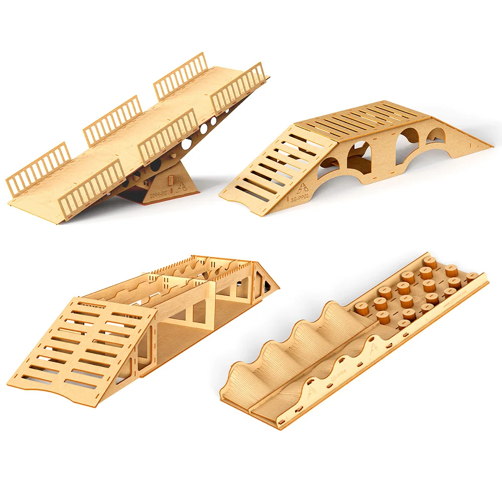 9IMOD RC Climbing Car Props Wooden Singleplank Bridge 3D Puzzles Wooden Bridge Seesaw  Wooden Pile Wave DIY For 1/18 1/24 RC Car