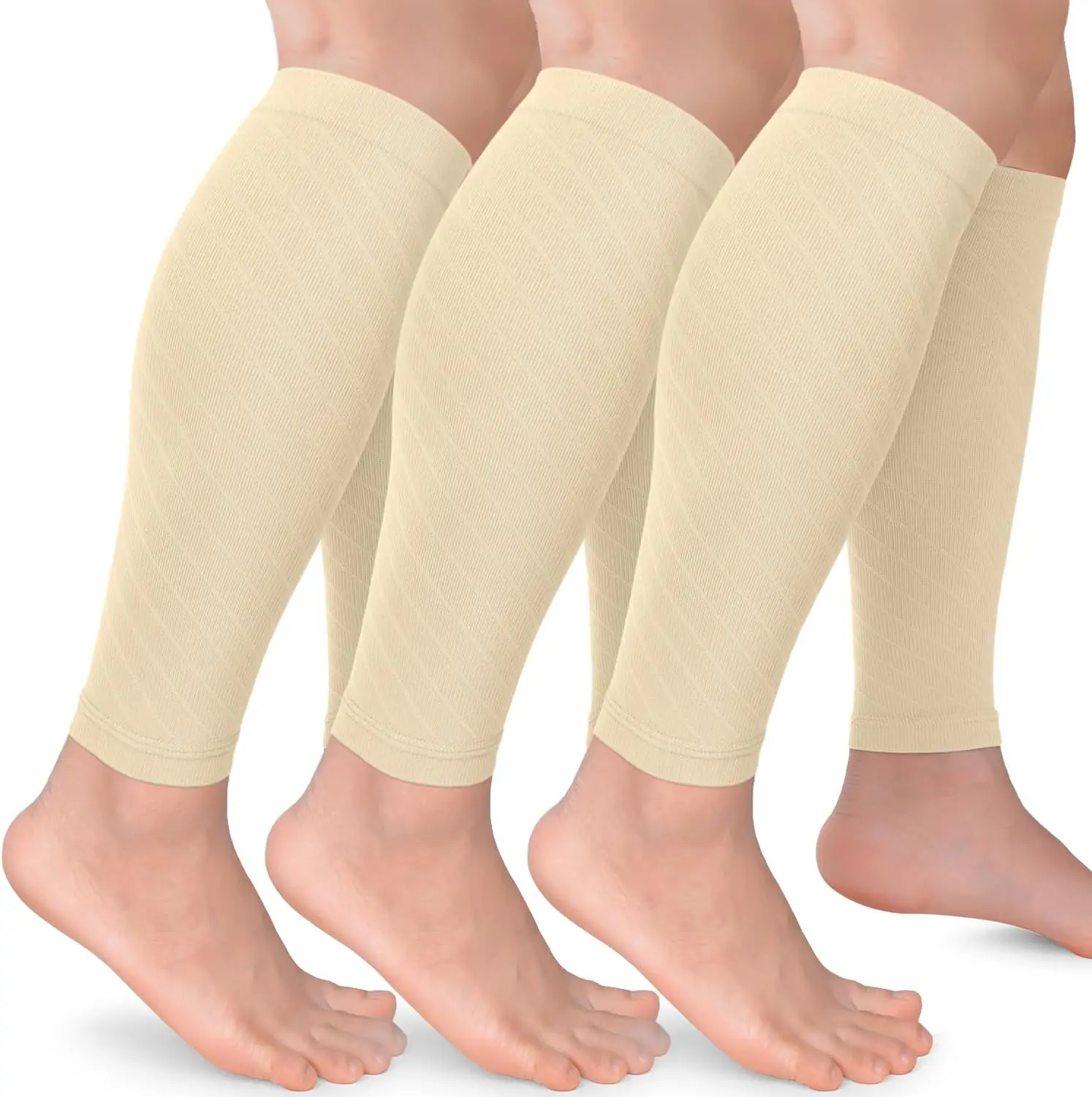 15-20mmhg 3 Pairs Calf Compression Sleeves for Men & Women Footless Compression Socks Leg Sleeve Support for Shin Splints