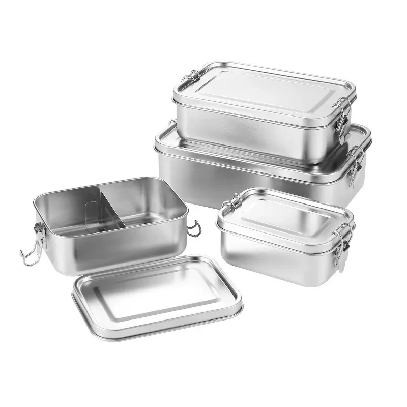 1/2/3 Grids 304 Stainless Steel Lunch Box Food Container Bento Top Grade Snack Storage Compartment Kitchenware