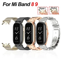 Mi Band 8 Strap Bracelet for Xiaomi Mi Smart Band 9 Stainless Steel Metal Wristbands Watch Miband 8 NFC Replacement Accessories