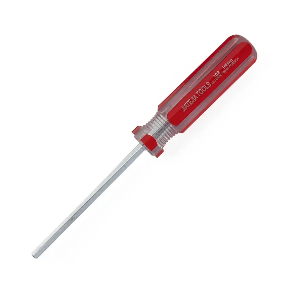 เครื่องมือไขควงหกเหลี่ยมรุ่นเงิน + สีแดงเดี่ยวแบนหัว Hex ของเล่น 1 ชิ้นสําหรับซ่อมอิเล็กทรอนิกส์ล็อคอย่างแม่นยํา