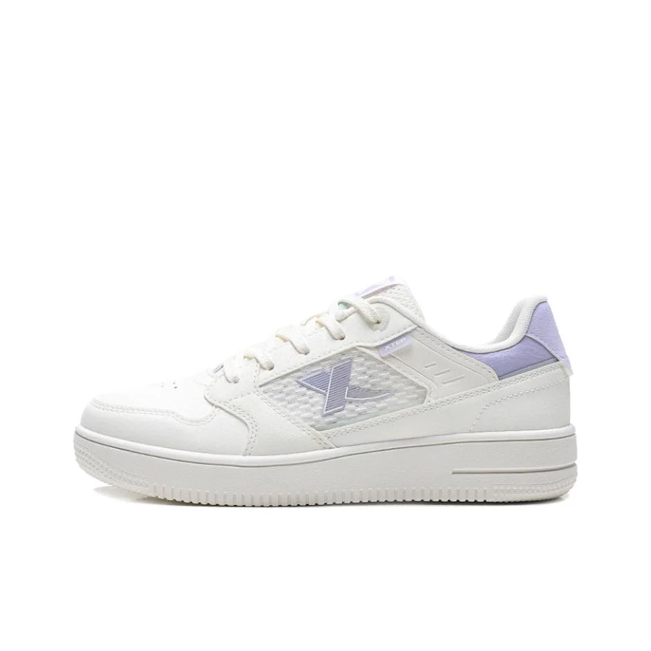 XTEP Lightweight Abrasion Resistant Low top Skateboard Shoes Women's Sail White Snow Blue Purple 876218310022/