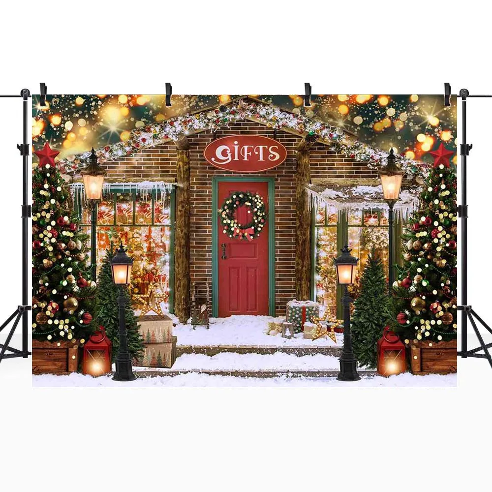 Mocsicka-Fond de photo de maison pour la photographie, cadeaux de Noël, arbre de Noël, lumières de neige, toile de fond de portrait d'enfant, accessoires de studio photo