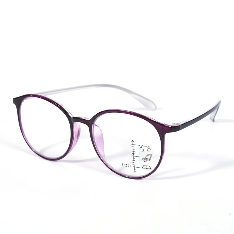 Lila Farbe Progressive Multifokale Lesebrille Damen Ultraleichter runder Rahmen Tragen Sie leicht für Frauen TR90 +125 + 175 + 225 – Detail 9