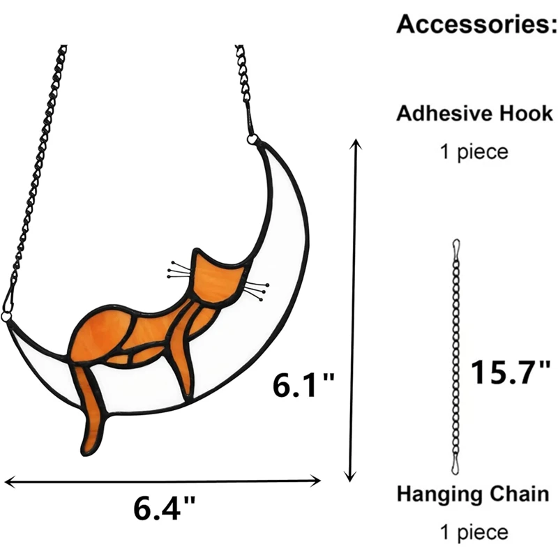 Regali per gli amanti dei gatti arancioni impiccagioni per finestre in vetro colorato acchiappasole per gatti che dormono per finestra