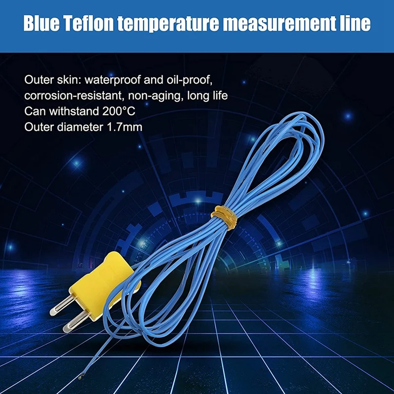 5 Pieces 2M K-Type Temperature Sensor Mini-Connector Probe Sensor Temperature Sensors Measure Range -40 To 400 Celsius