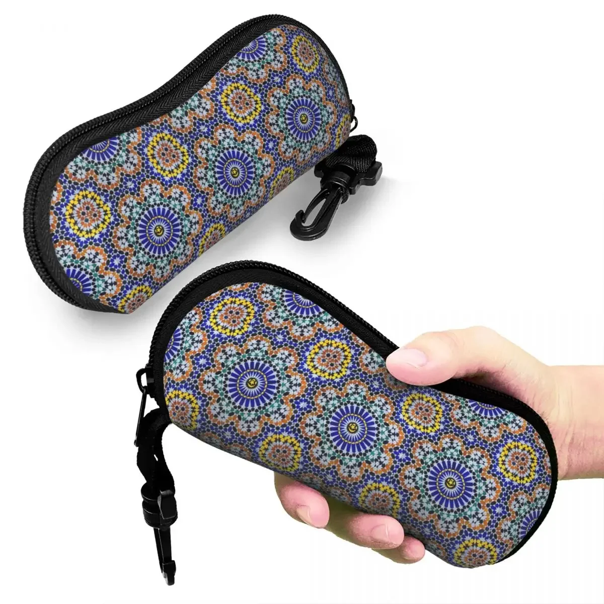 

Arabic Tiles Moroccan Mosaic Shell Glasses Case Protective Sunglasses Box Women Men Soft Eyeglass Bag Pouch