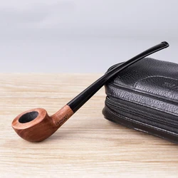 JIBILL sandalwood Wood Pipe for Smoking Bent Type Pipe Acrylic Tobacco pipe mouthpiece Holder length 180mm small church pipe