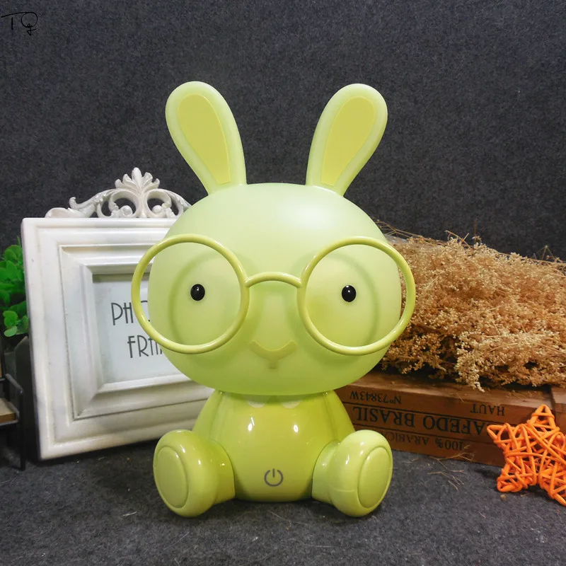 Cartoon Glasses Rabbit LED Night Light Modern Touch Switch Dimming USB Charger Eye Protect Energy Saving Bedroom Kid\'s Room Gift