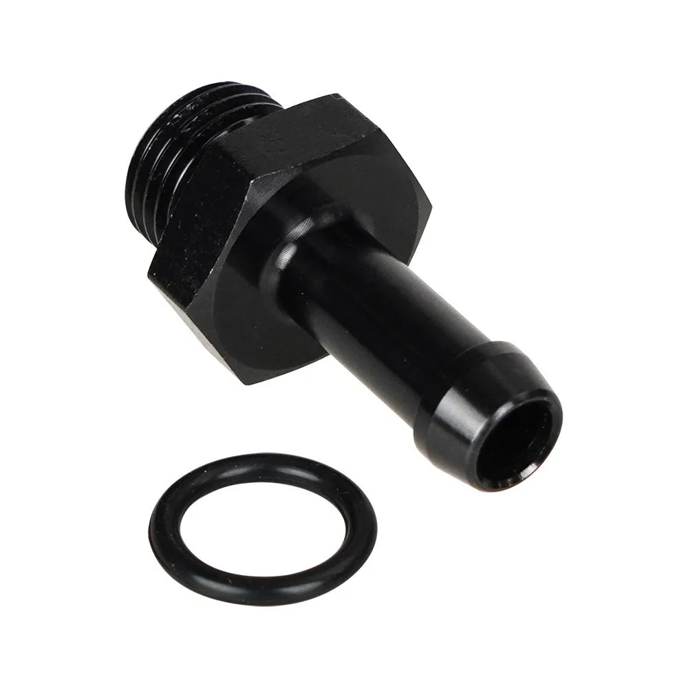 AN6 Fuel Line Adapter Male to 5/16 Hose Barb Fitting 6AN O-ring Seal Boss Connector ORB Washer Black Anodized TF-1096 5/16\'\'