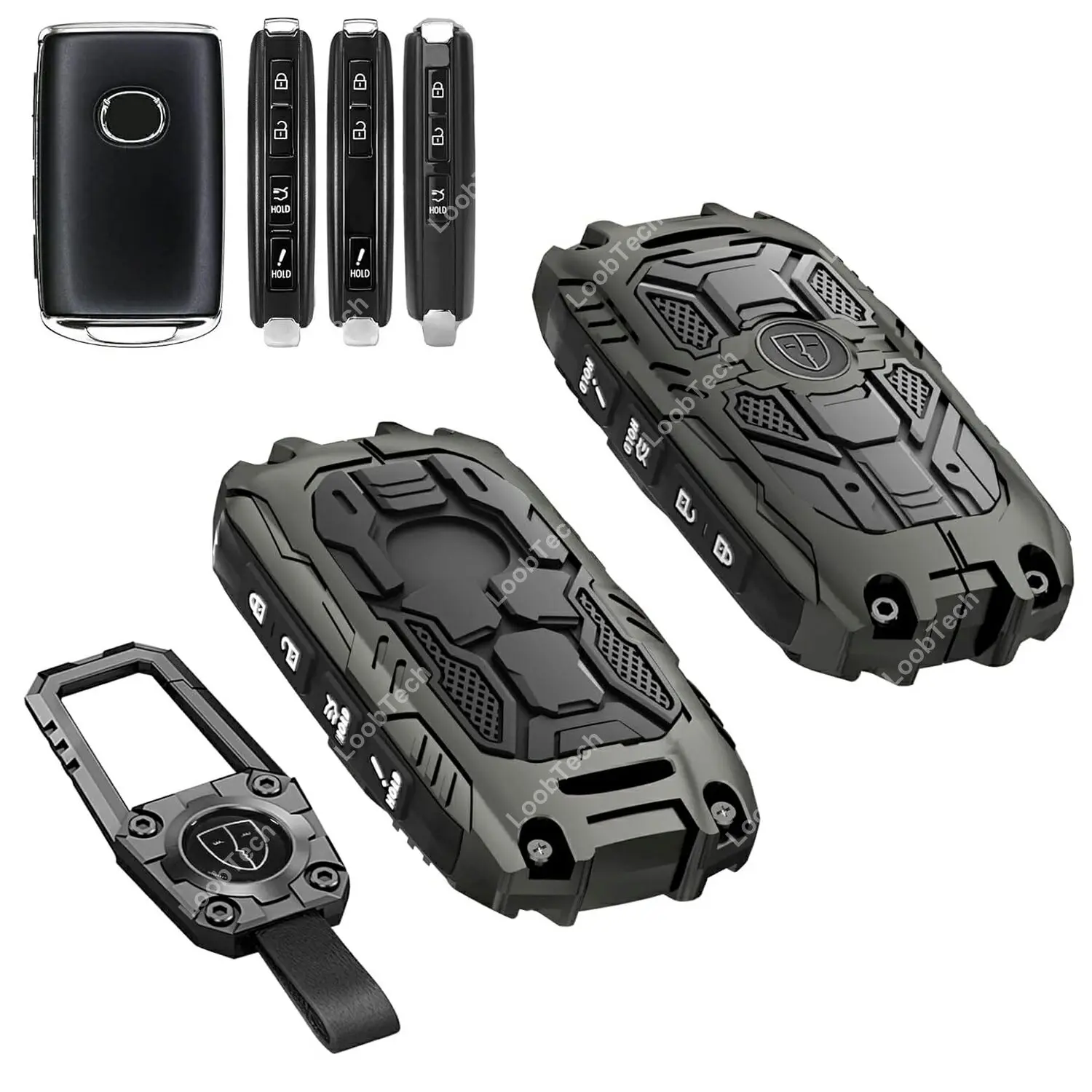 

Heavy Zinc Alloy Key Fob Cover for 2019-2024 2025 Mazda CX-5/30/50/70/90 Metal Key Case Protector Keychain, 4 Buttons