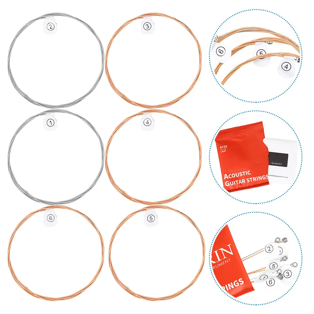 

6pcs Strings Replacement Metal Durable Acoustic Folk Guitar String Universal Professional Supply Guitar Accessories