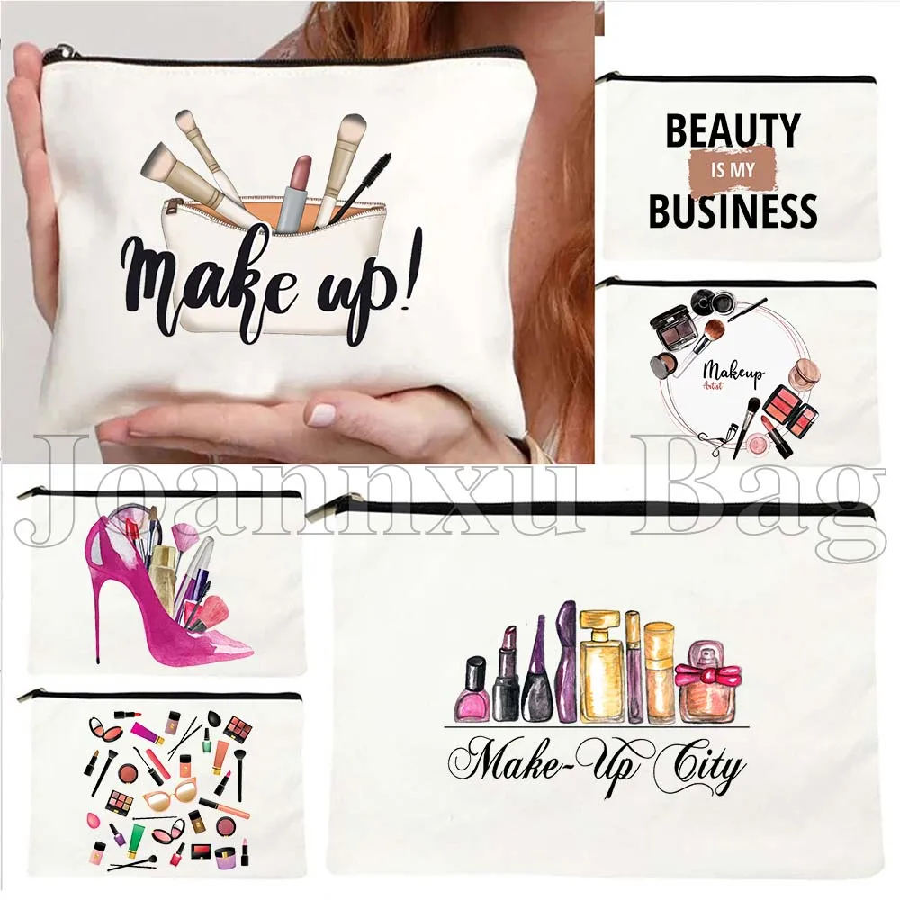 

Glitter Makeup Artist Girly Make Up BEAUTY Watercolor Cosmetics Lipstick Gifts Travel Canvas Bag School Pencil Case Zipper Pouch