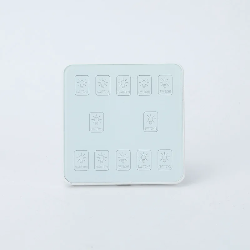 

White 12-key panel Smart programmable touch wall switch Lighting module Control Mobile phone Remote control 86