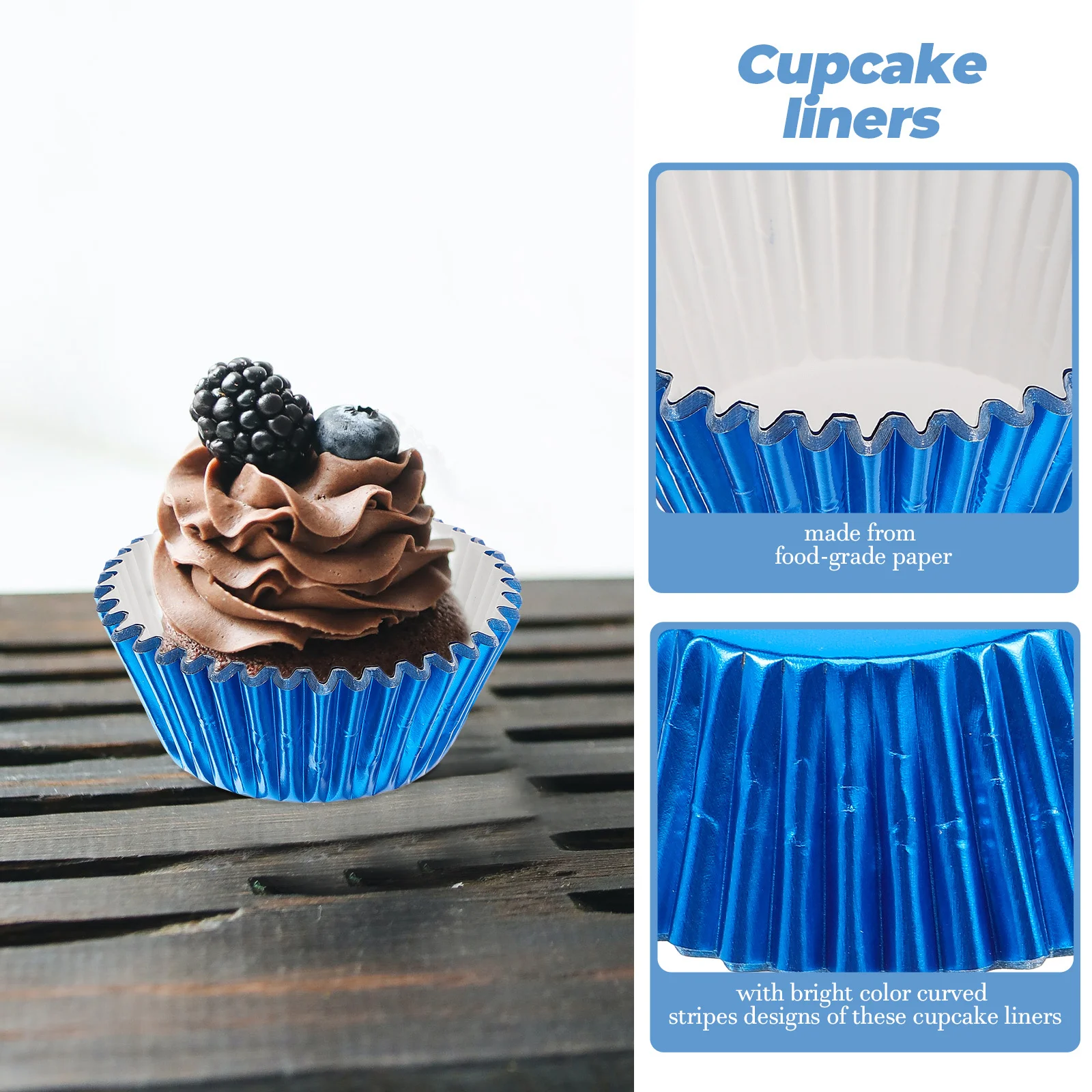 

100Pcs Aluminum Foil Thickened Cupcake Liners Disposable Baking Cups Muffin Cases Colorful Stripe Design Baking Cupcake Liners