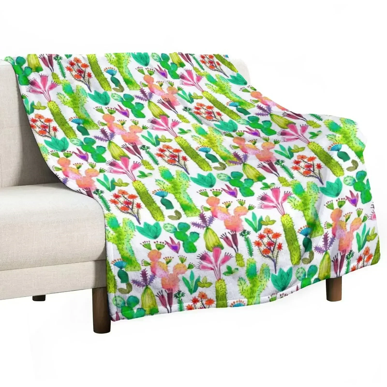 Cacti garden Throw Blanket Cozy Throw Blanket Birthday Gift for Him Her