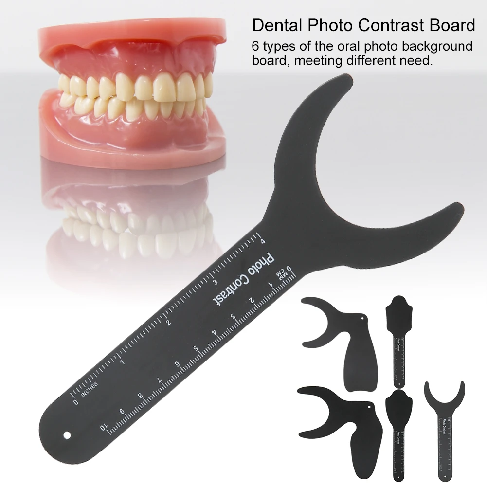 1Pcs Dental Orthodontic Black Background Photo Image Contrast Board Oral Cheek Plate With Scale Mark Autoclavable Dentist Tools