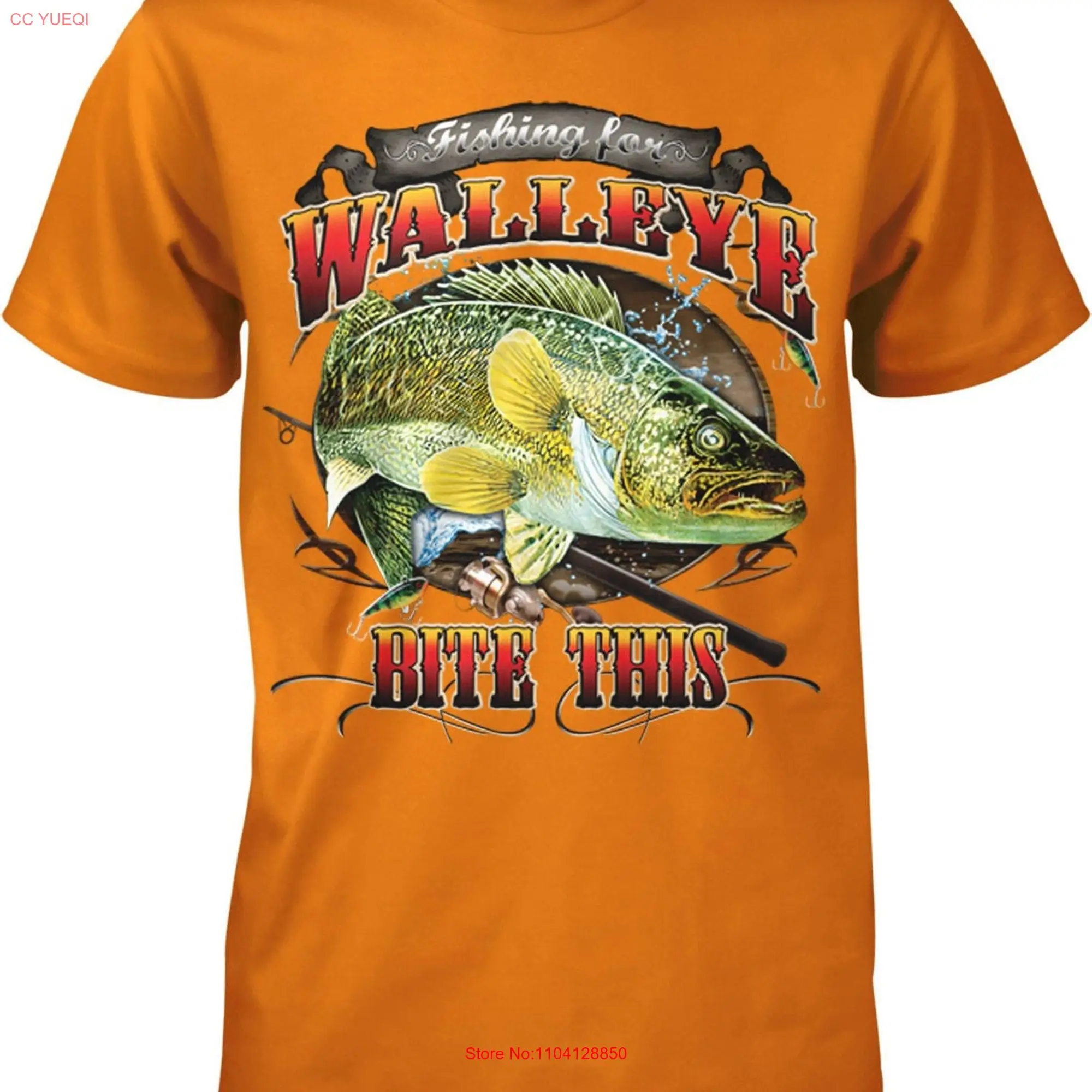 Walleye Bite This Yellow Gone Fishin Men's T shirt HOOD_00306 long or short sleeves