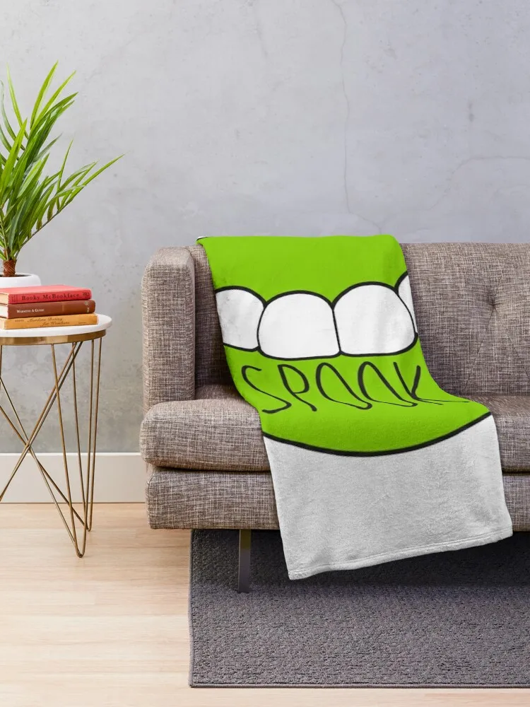 Spooky Vamp Teeth - Green Throw Blanket Cute Plaid Bed linens Blankets