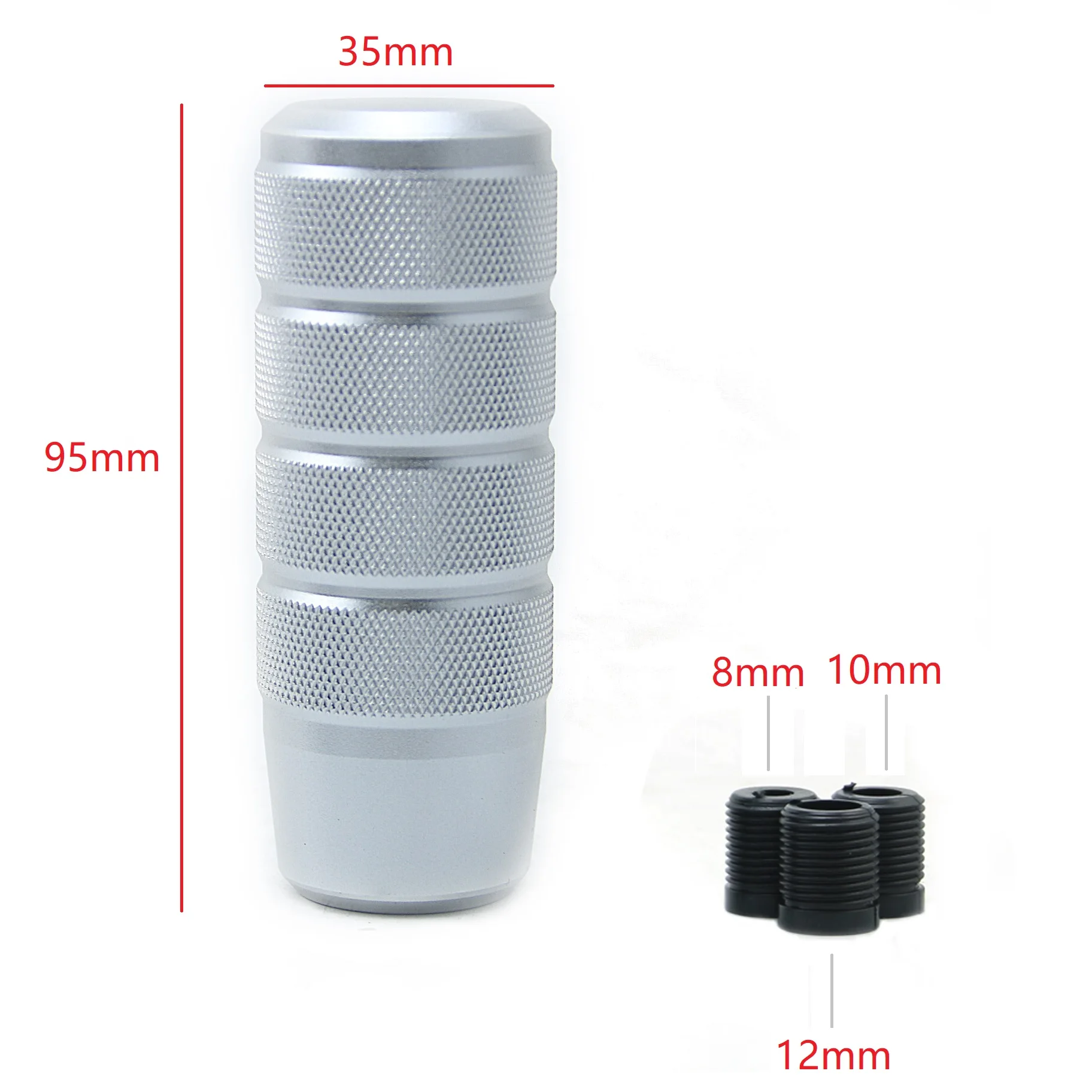 95MM Non-Slip Gear Shift Knob Manual Transmission Aluminum Knurled Shifter Lever Knob Fit For M8 M10 M12 Shfiter