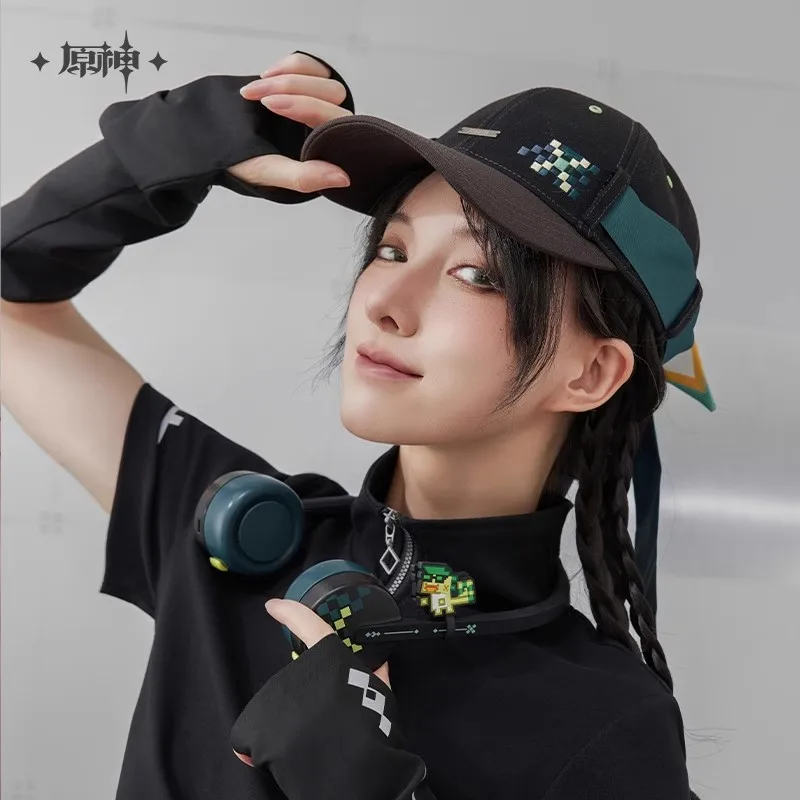 miHoYo Gioco Ufficiale Kinich Fan Genshin Impact Kinich Tema Sinistra Appeso al Collo Piccolo Ventaglio Anime Prop Cosplay Regali di Halloween