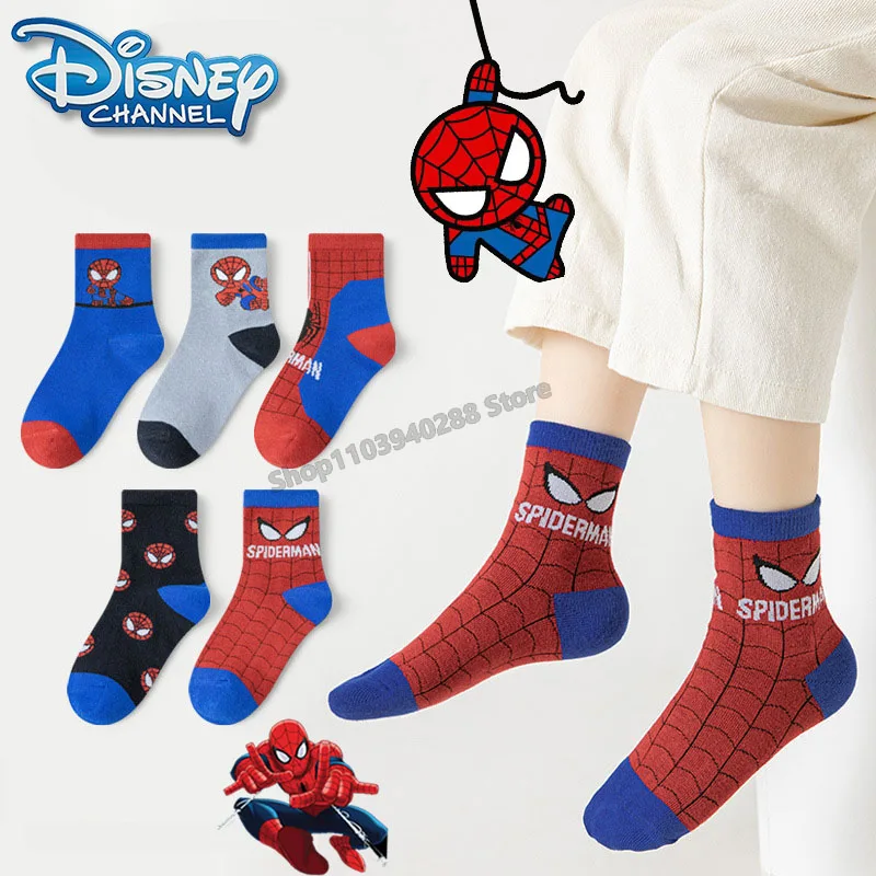 Disney Spider Man Baby Socks Cartoon Anime Breathable Cotton Boys Tube Socks Children Autumn Winter for Kids Socks Gifts