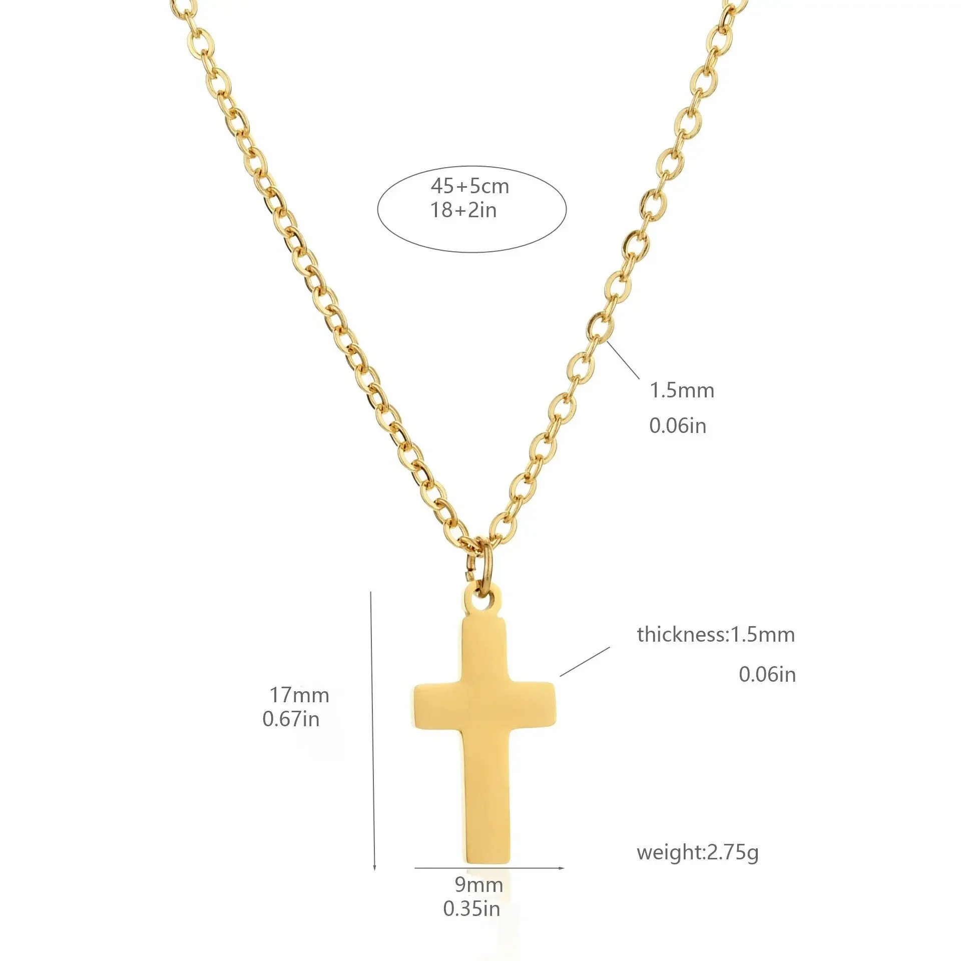 Stainless Steel Cross Necklace For Women Gold Silver Color Waterproof Chain Men Fashion Never Fade Jewelry Accessories