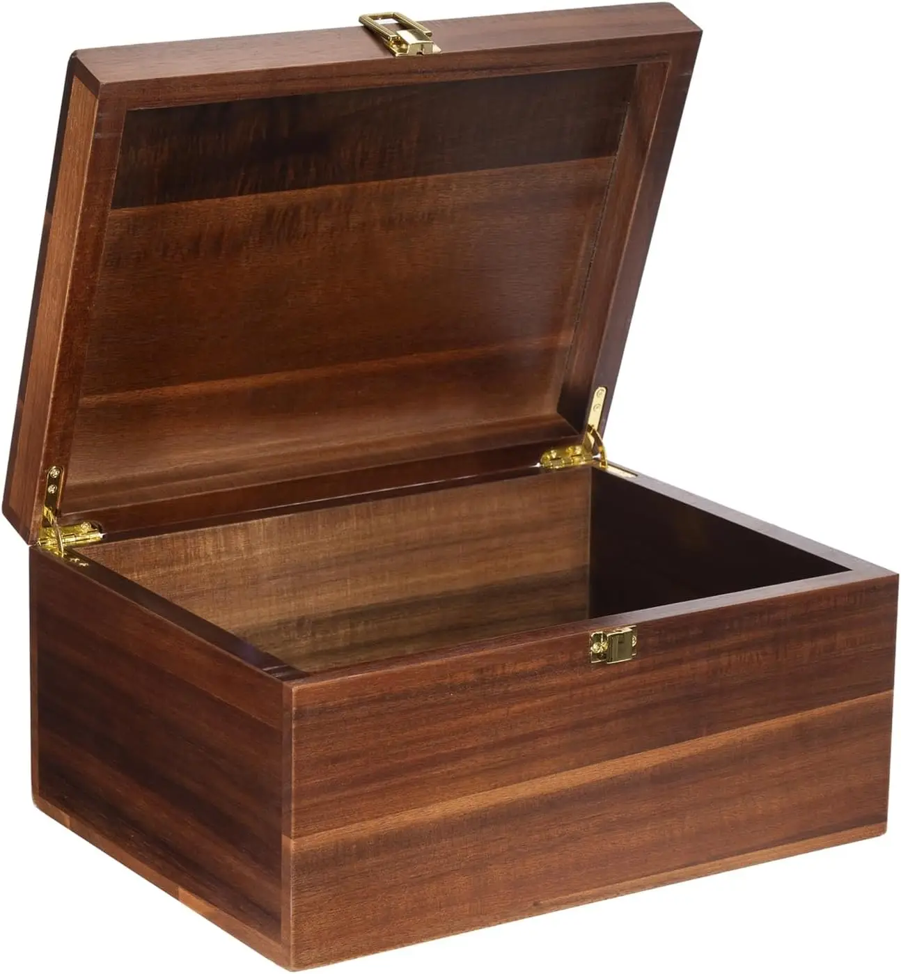 

Large Wooden Storage Box with Lid for Home Decor, Rustic Acacia Wood Keepsake Box, 12.5x9.4x6.1 Inch