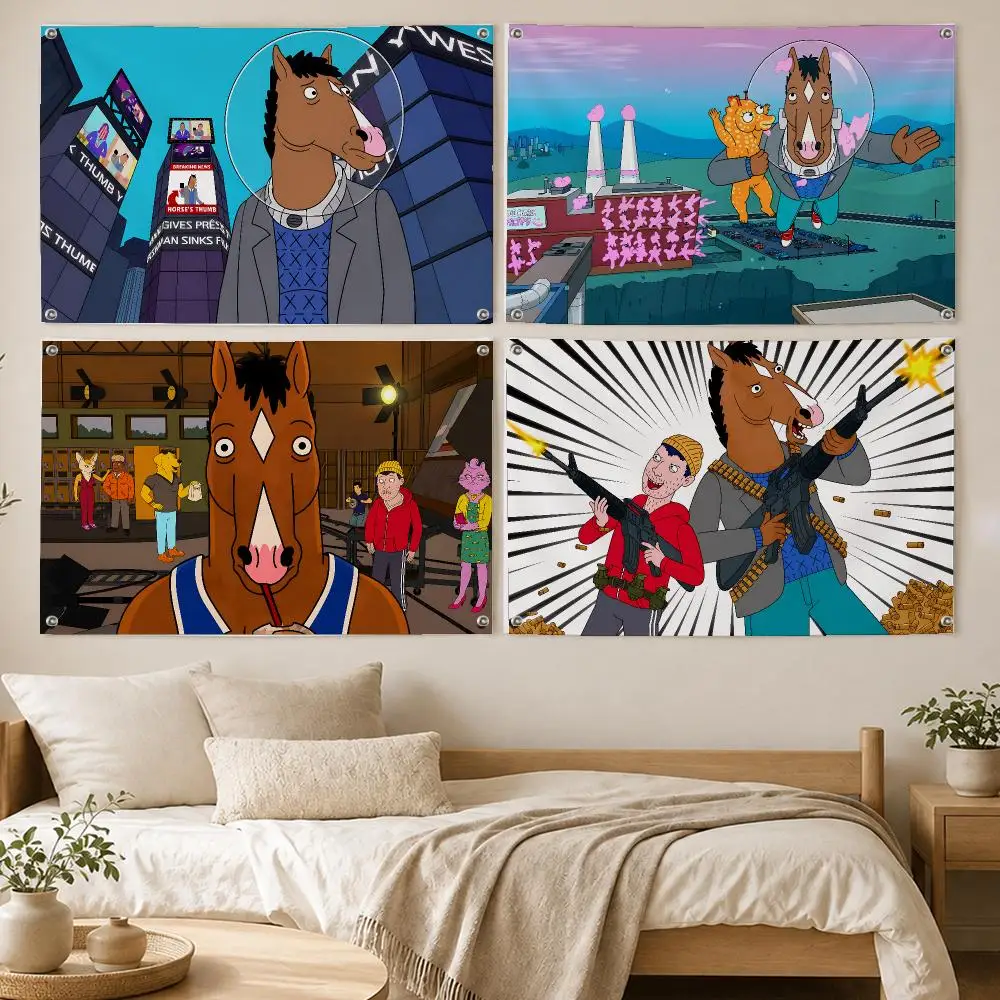 BoJack Horseman Dark Comedy Flags Room Bedroom Home Outdoor Wall Hanging Concert Printed Background Decoration Art Banne