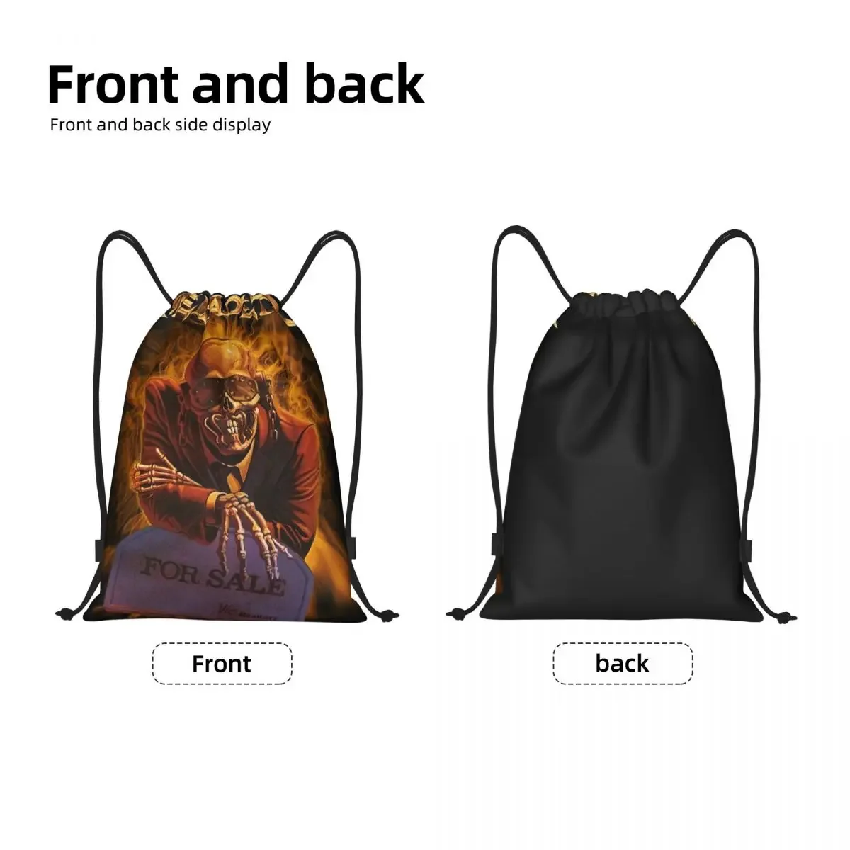 Megadeths Skull Drawstring Backpack Women Men Sport Gym Sackpack Portable Heavy Metal Band Shopping Bag Sack