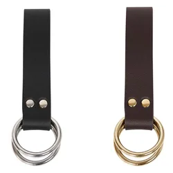 Women Men Viking Mug Hook Strap Double Metal Rings Leather Loop Medieval Belt Skirt Hiking Performance Adult Accessories