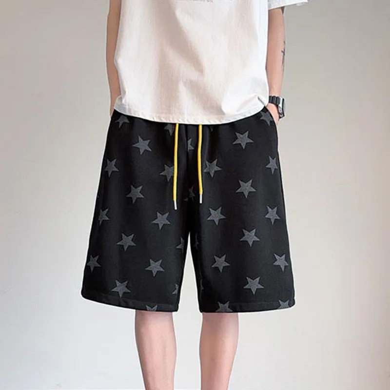 

Men Casual Loose Shorts Summer Fashion Streetwear Training Gym Running Sport Short Pants Breathable Male Chic Star Print Shorts