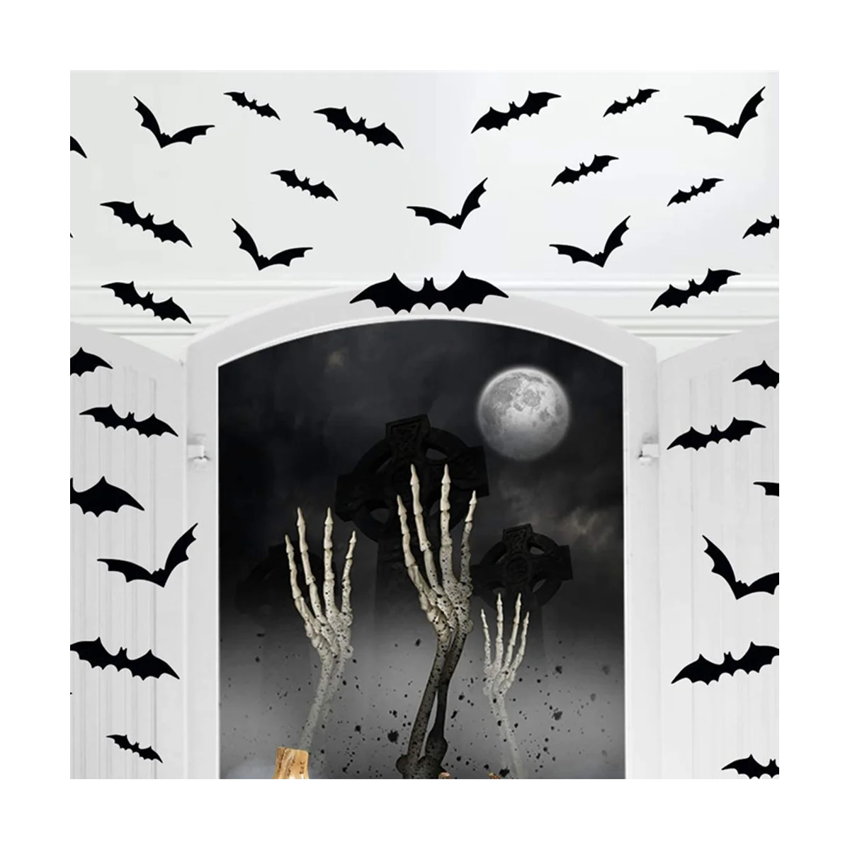 12PCS Halloween Decoration 3D Black PVC Bat Halloween Party DIY Decor Wall Sticker Bar Room Halloween Party Scary Props