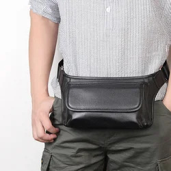 MAHEU Men's Leather Waist Bag Vintage Real Leather Small Male Fanny Pack Belt Waist Pack with Shoulder Strap Phone Belt Pouch