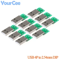 10pcs/1pc USB2.0 4P Male to 2.54mm DIP Conversion Board Switch DIP Adapter Plate Module USB Mobile Phone Power Data Cable