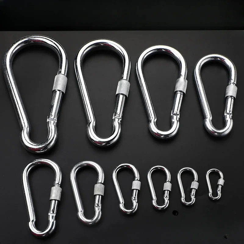 Heavy Duty Carabiner Clip Hook Climbing Swing D-Ring Screw Lock Outdoor Buckle Spring Snap Clip For Hardware