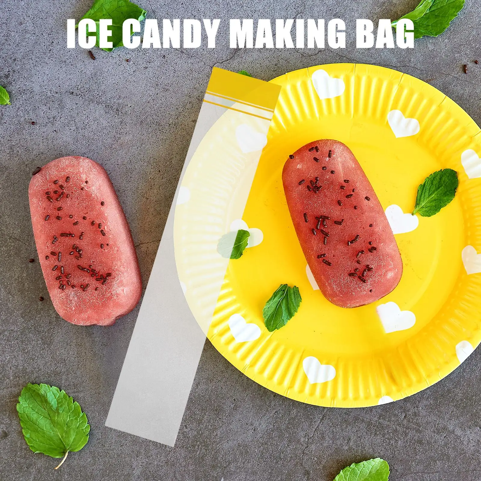 

100 Yellow Pcs Ice Cream Bags Clear Pouches for Sucker Making Mold Reusable Candy Bags Household DIY Accessories Storage
