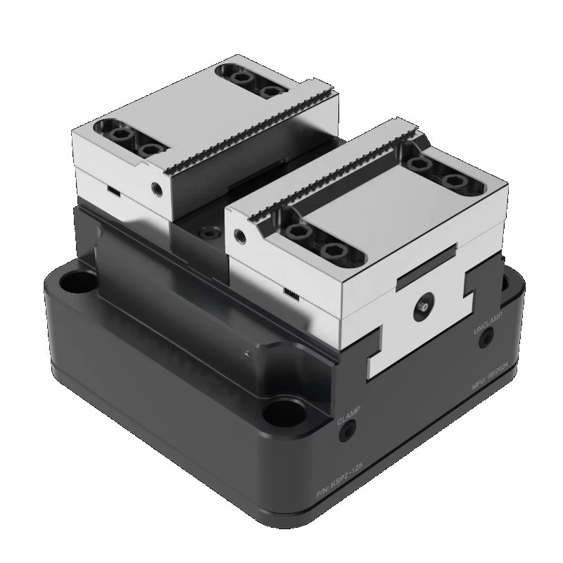 KSP2-100+YZ-100 Precision Pneumatic Self Centering Vise With Serrated Steel Hard Jaws CNC Machining Workholding FixtureWholesale
