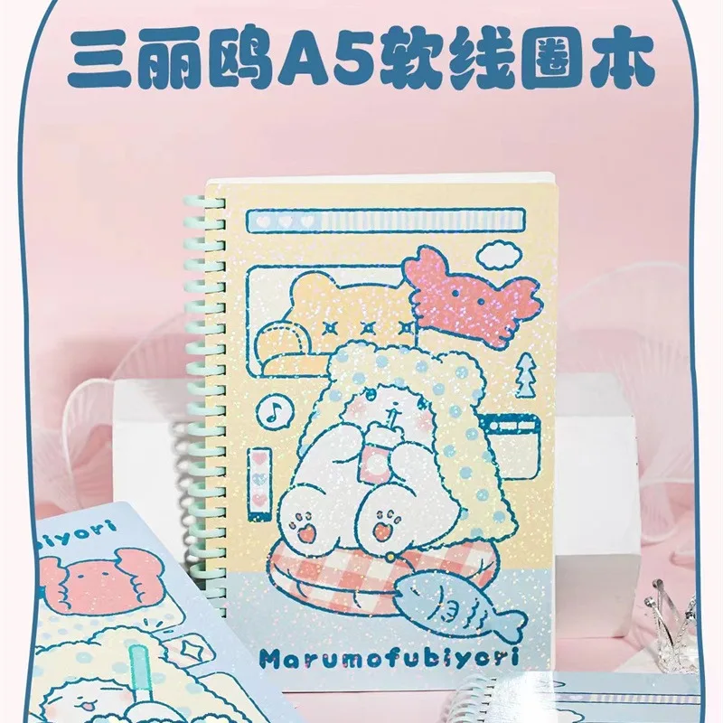 New Sanrio Blanket Bear Marumofubiyori Hangyodon Cartoon Coil Book A5 Cute Note Books Writing Pads For Students Office Supplies