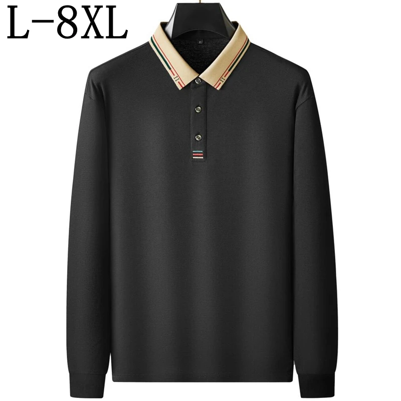 

8XL 7XL 6XL 2024 New Autumn High End Luxury Polo Shirt Men Brand Clothing Casual Loose Mens Polos Shirts Fashion T-Shirts Homme