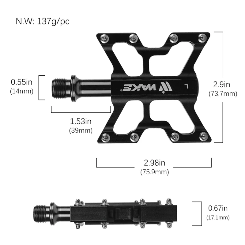 Wake Mountain Bicycle Pedal Accessories 3 Bearing Seal Ultralight Footboard Aluminum Bike Pedals Anti Slip for MTB Road Bike