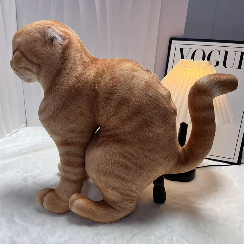 15/40CM Weird Funny Squatting Cat Statue Pooping Cat Plush Toy Creative Novelty Home Decor Interesting Prank Gift for Friends