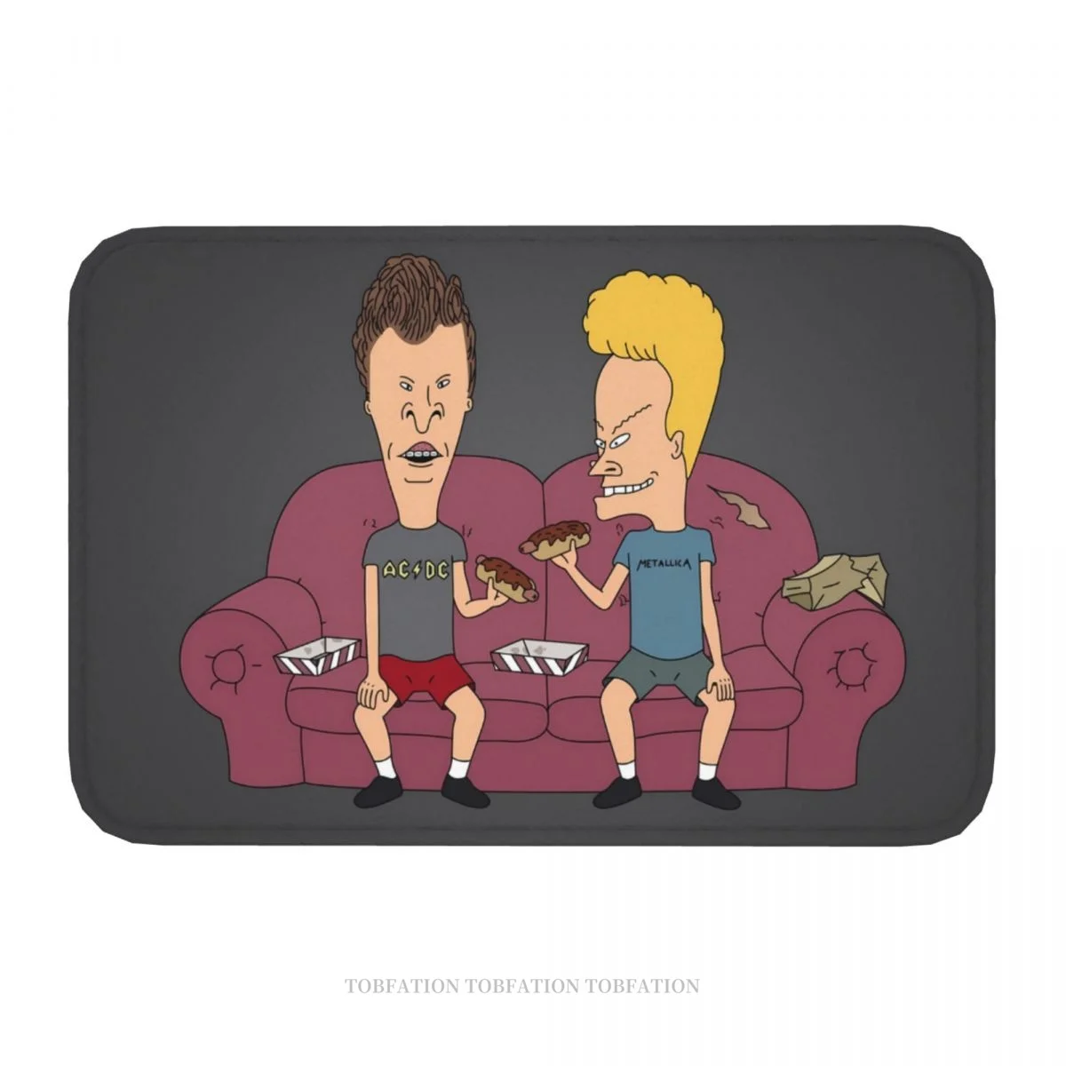 Beavis and Butthead Funny Sarcastic Cartoon Non-slip Doormat Eating Bread Bath Kitchen Mat Outdoor Carpet Indoor Pattern Decor