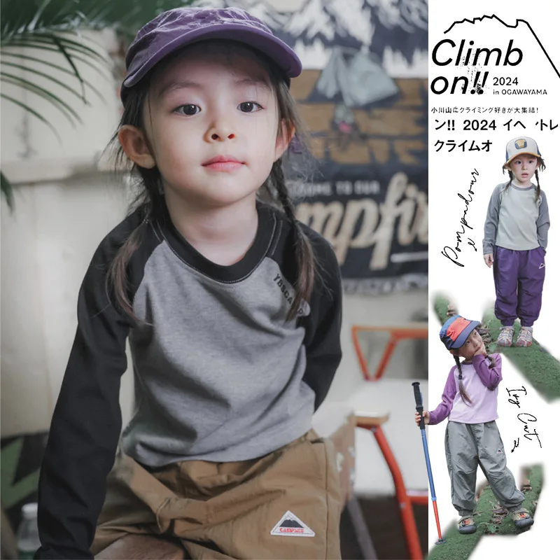 

Children's T-shirt Spring Girls Outdoor Sports Long-sleeved T-shirt Baby Short Slim Bottoming Shirt