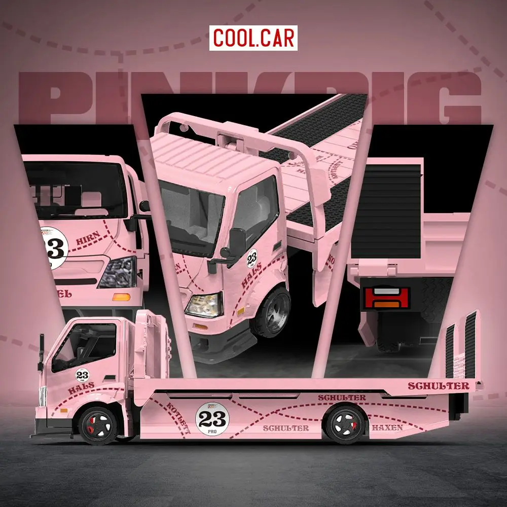 

CC 1:64 H300 Flatbed Transport Trailer Pink Pig Simulation Alloy Car Model Collectible New Year's Gift