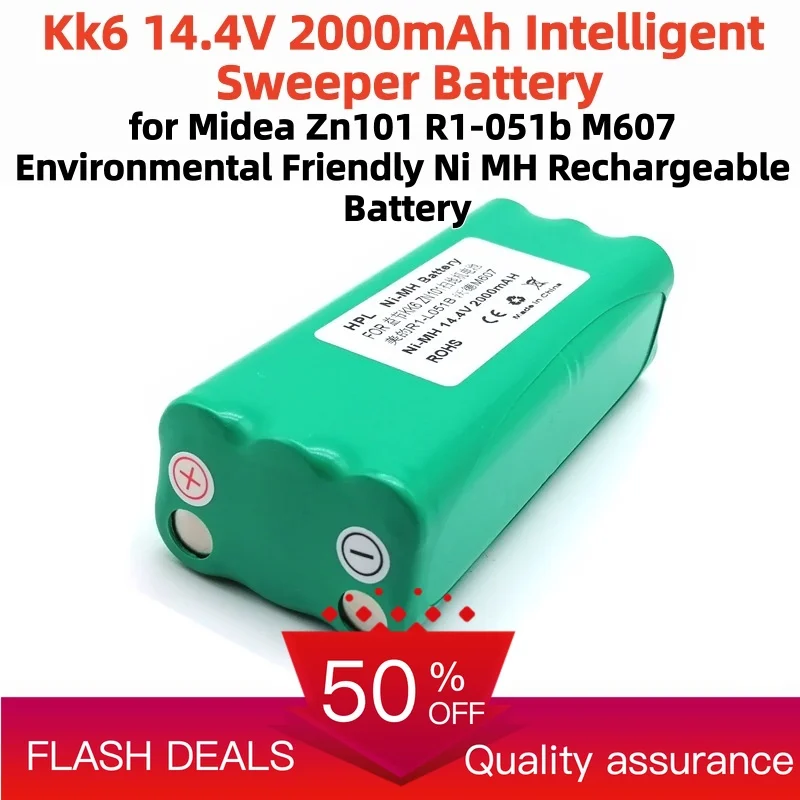 Kk6 14.4V 2000mAh Intelligent Sweeper Battery for Midea Zn101 R1-051b M607 Environmental Friendly Ni MH Rechargeable Battery